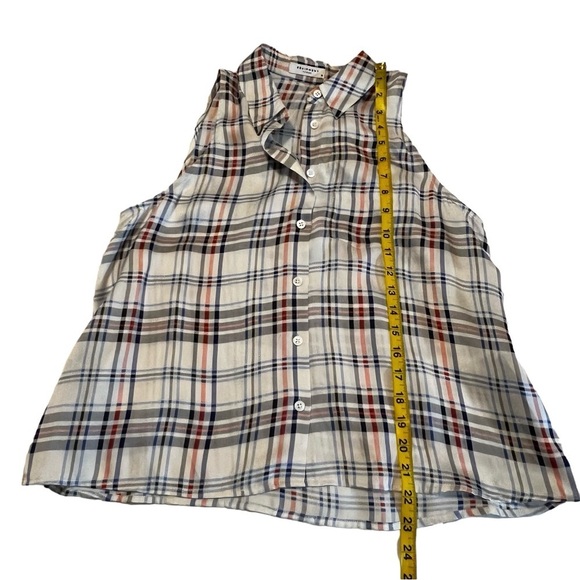 Equipment 100% Silk Mina Plaid sleeveless button down collared blouse white M - Picture 7 of 16